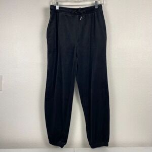 Forever 21 Women Pants Black Large Velvet Drawstring Tapered Leg Jogger Casual